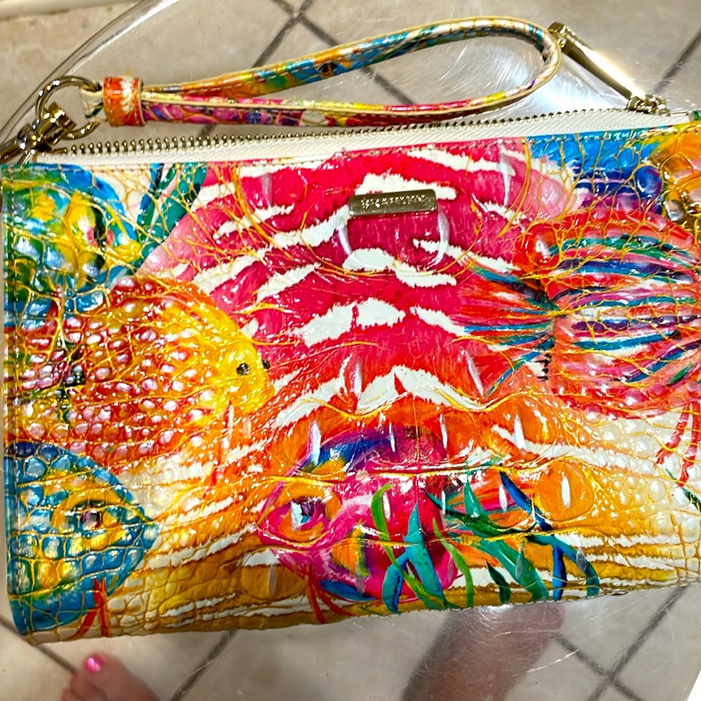 Brahmin Multicolor Nautical Design Women's Zippered Wristlet Clutch/Pouch